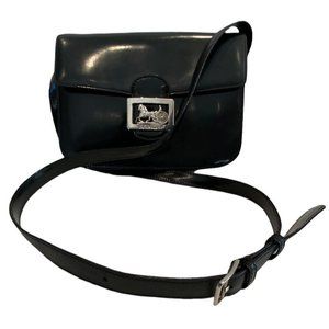 CÉLINE Vintage Horse Carriage Black Leather Cross Body Shoulder Bag GC